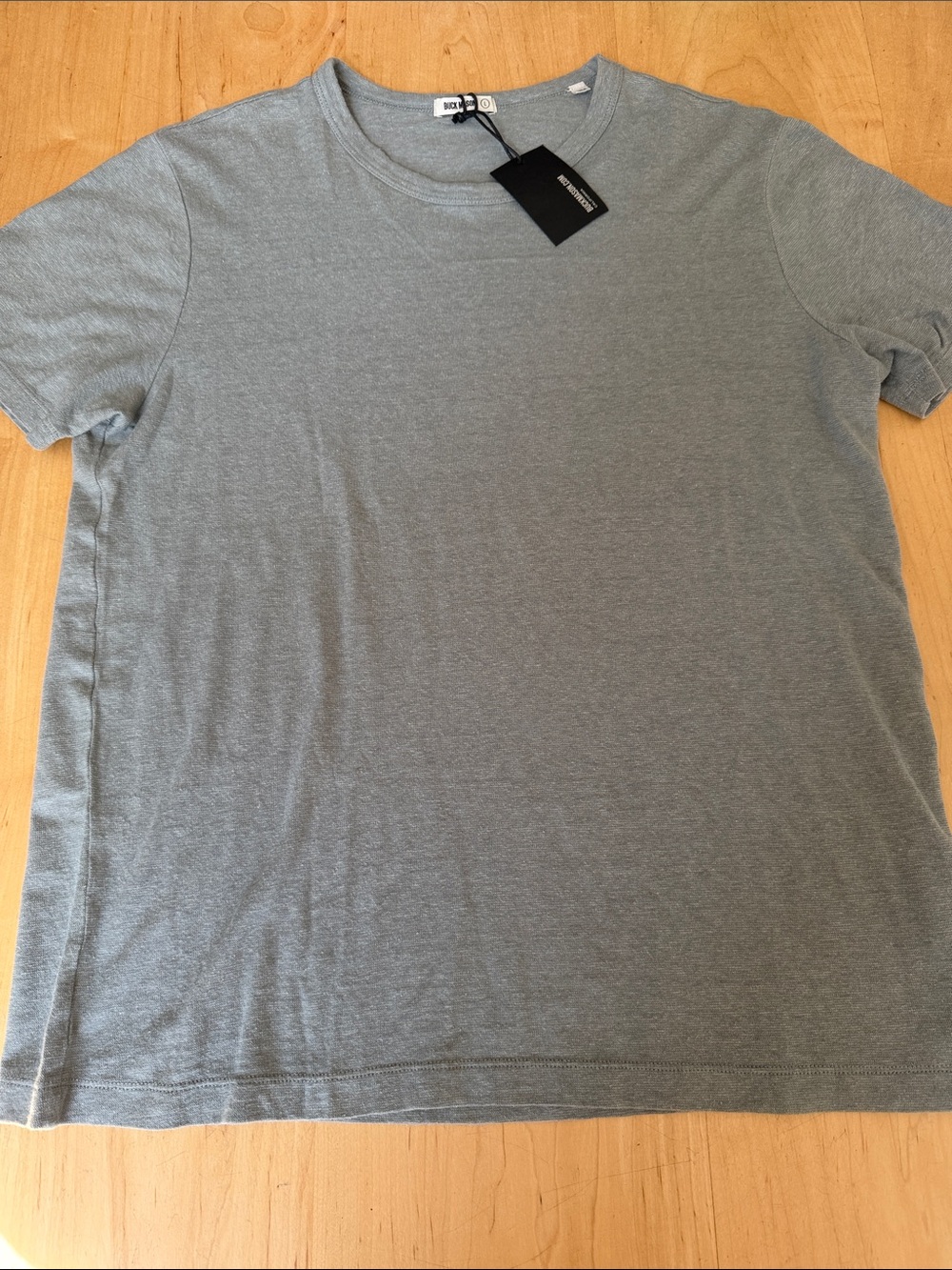 Buck Mason Yuma Hemp Smoke Blue Tee straight hem
